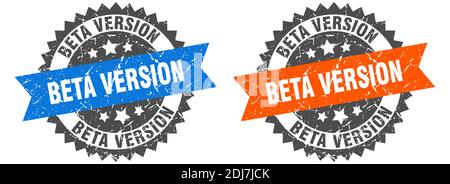 beta version grunge stamp set. beta version band sign Stock Vector