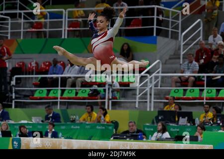 USA's Lauren Hernandez the superstar of the US Women Gymnastics team who won the Artistic Gymnastics Women's team event in Rio Olympic Arena, Rio, Brasil on August 9th, 2016. Photo by Henri Szwarc/ABACAPRESS.COM Stock Photo