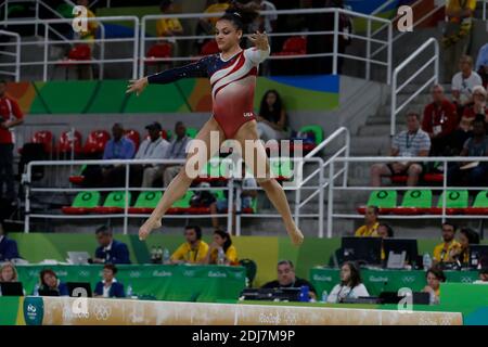 USA's Lauren Hernandez the superstar of the US Women Gymnastics team who won the Artistic Gymnastics Women's team event in Rio Olympic Arena, Rio, Brasil on August 9th, 2016. Photo by Henri Szwarc/ABACAPRESS.COM Stock Photo