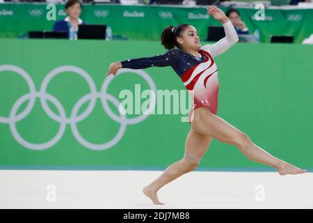 USA's Lauren Hernandez of the US Women Gymnastics team who won the Artistic Gymnastics Women's team event in Rio Olympic Arena, Rio, Brasil on August 9th, 2016. Photo by Henri Szwarc/ABACAPRESS.COM Stock Photo