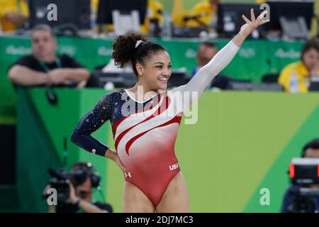 USA's Lauren Hernandez of the US Women Gymnastics team who won the Artistic Gymnastics Women's team event in Rio Olympic Arena, Rio, Brasil on August 9th, 2016. Photo by Henri Szwarc/ABACAPRESS.COM Stock Photo