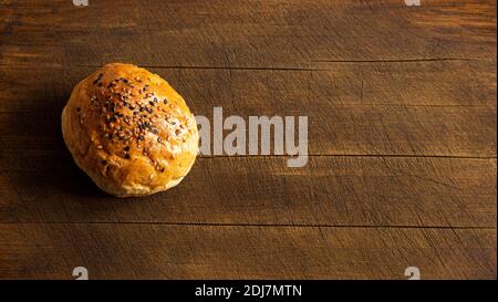 Fresh sesame bun. Crispy bread. Perfect bread for Breakfast. The bun for the Burger. Stock Photo