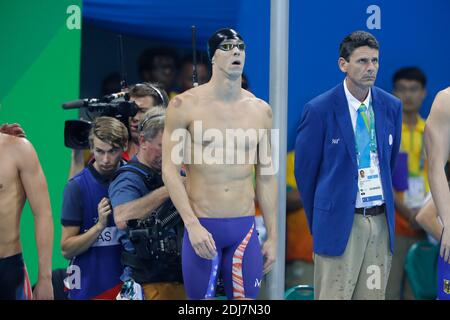 USA's 4X200 m freestyle relay won the gold medal with Michael Phelps winning his 21th Gold medal in the swimming event in Olympic Swimming Pool, Rio, Brasil on August 9th, 2016. Photo by Henri Szwarc/ABACAPRESS.COM Stock Photo