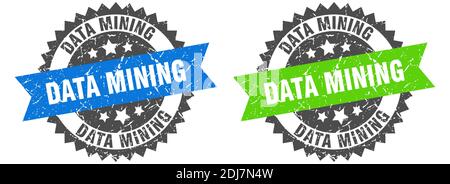 data mining grunge stamp set. data mining band sign Stock Vector