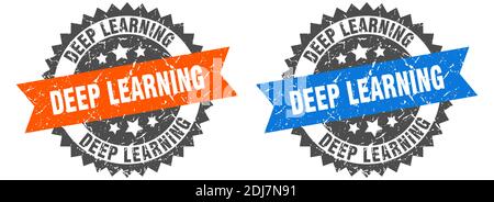 deep learning grunge stamp set. deep learning band sign Stock Vector