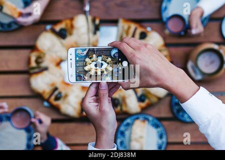 Rosca de reyes or Epiphany cake, Roscon de reyes with traditional mexican chocolate cup Stock Photo