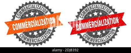 commercialization grunge stamp set. commercialization band sign Stock Vector
