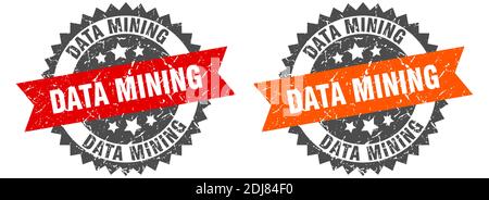 data mining grunge stamp set. data mining band sign Stock Vector