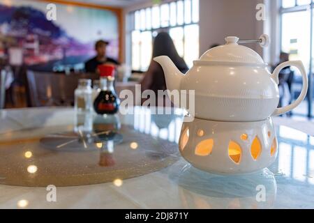 Close up shot of a hot tea pot ate at Las Vegas, Nevada Stock Photo