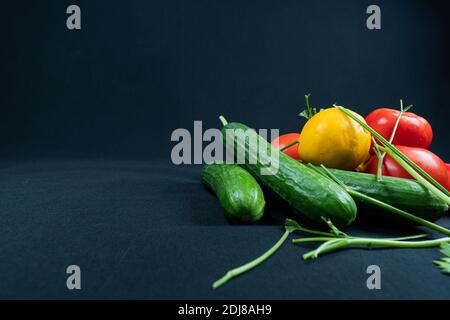 Fresh vegetables on black background Stock Photo