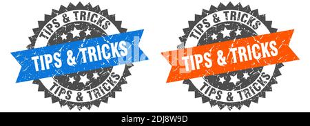 tips & tricks grunge stamp set. tips & tricks band sign Stock Vector