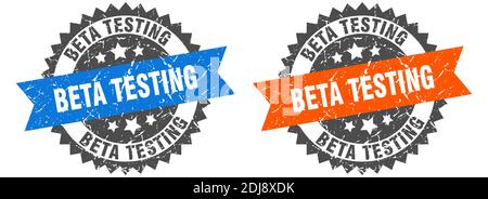 beta testing grunge stamp set. beta testing band sign Stock Vector