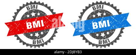 bmi grunge stamp set. bmi band sign Stock Vector