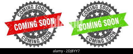 coming soon grunge stamp set. coming soon band sign Stock Vector
