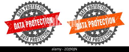 data protection grunge stamp set. data protection band sign Stock Vector