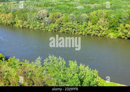 Tropical forest and river . Aerial view of rainforest at riverside Stock Photo