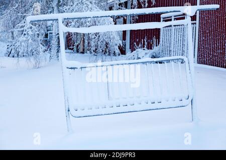 snow-covered carpet whip rack Stock Photo