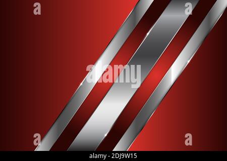 Luxury background of red with silver glossy.Elegant metal modern design. Stock Vector
