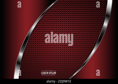 Metal background of red and silver with perforated texture.Vector illustration.Eps10 Stock Vector
