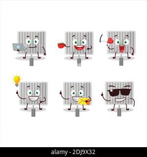 Grill gate cartoon character with various types of business emoticons. Vector illustration Stock Vector