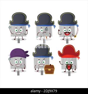 Cartoon character of grill gate with various pirates emoticons. Vector illustration Stock Vector