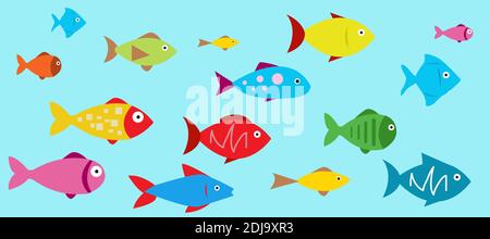 Colored Fish Icons vector Stock Vector