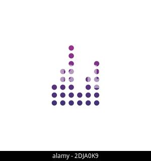 Sound wave. Audio equalizer. Detailed dots on white background. Musical concept. Stock Vector