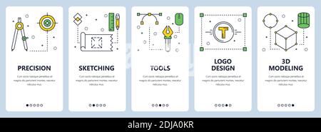 Vector modern thin line precision concept web banner set Stock Vector