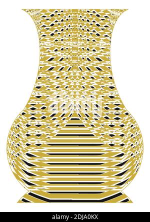 Image of an abstract design, pottery shape, flower vase vector graphic design in golden color. Stock Vector