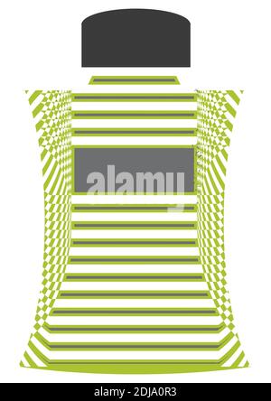 Picture of a curve shape, transparent, glass bottle, vector design in green color. Stock Vector