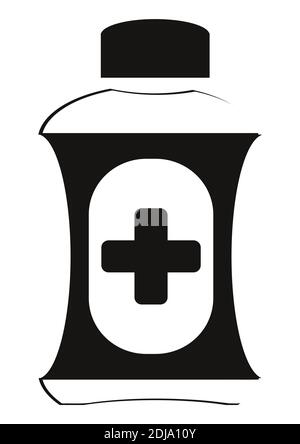 Image of a black color, health care, medical bottle vector graphic design having in plus symbol Stock Vector