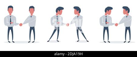 Handshake icon. Shake hands, agreement, good deal, partnership concepts. Flat design graphic elements. Vector illustration set collection. Stock Vector