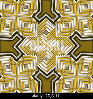 Picture of a golden color, triangle shape, vector graphic design having in abstract stripes. Stock Vector