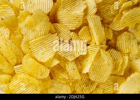close up of Potato chips. chips background Stock Photo