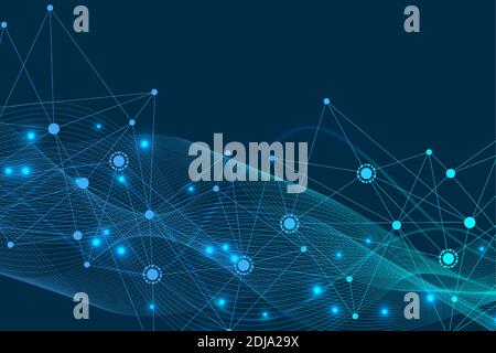 Big Data Visualization Background. Modern futuristic virtual abstract background. Science network pattern, connecting lines and dots. Global network Stock Vector