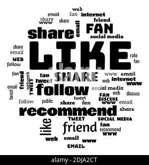 Illustration of a social network tag cloud Stock Photo