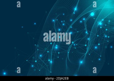 Big Data Visualization Background. Modern futuristic virtual abstract background. Science network pattern, connecting lines and dots. Global network Stock Vector