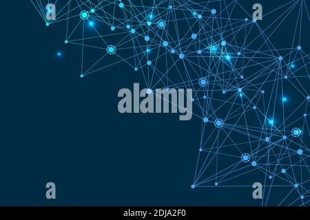 Geometric abstract background with connected line and dots. Structure molecule and communication. Big Data Visualization. Medical, technology, science Stock Vector