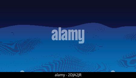 Abstract blue particles design of technology artwork template background. Wavy circle dots element wave on gradient blue screen. illustration vector Stock Vector