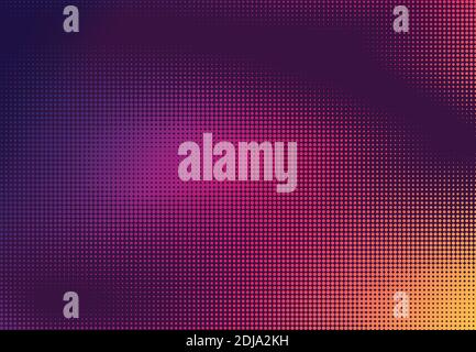 Abstract futuristic halftone design of tech color style artwork on purple background. Use for ad, poster, artwork, template design, print. Stock Vector