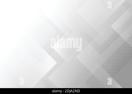 Abstract square gradient white and gray halftone design pattern decorative. Overlapping of elements geometric style on clear white space background. Stock Vector