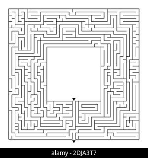 A huge square labyrinth with an entrance and an exit. Simple flat ...