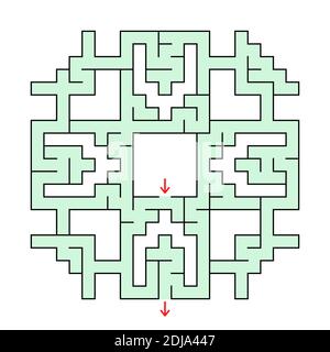 Colorful square fantastic labyrinth with an input and an exit. Simple flat vector illustration isolated on white background. Stock Vector