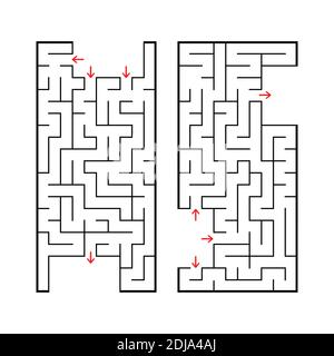 A set of two rectangular labyrinths. Simple flat vector illustration isolated on white background. With a place for your image Stock Vector