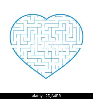 Labyrinth heart. Simple flat vector illustration isolated on white background. An interesting game for children and teenagers Stock Vector
