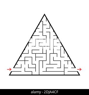 Triangular labyrinth with an input and an exit. Simple flat vector illustration isolated on white background Stock Vector