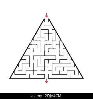 Triangular labyrinth with an input and an exit. Simple flat vector ...
