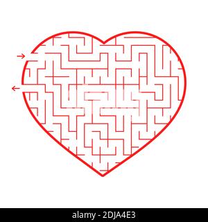 Labyrinth heart. Simple flat vector illustration isolated on white background. An interesting game for children and teenagers Stock Vector
