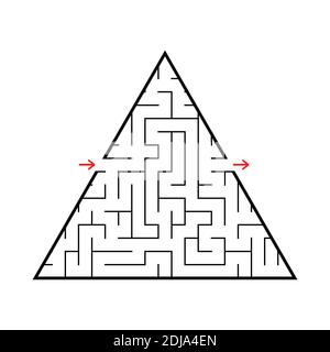 Triangular labyrinth with an input and an exit. Simple flat vector illustration isolated on white background Stock Vector