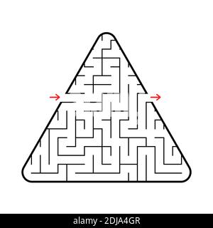 Triangular labyrinth with an input and an exit. Simple flat vector illustration isolated on white background Stock Vector